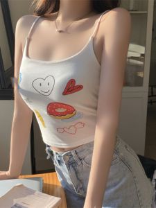 Pure Desire Small Strap Vest Women Summer Outdoor Wear with Chest Pad Beautiful Back Bra Integrated Inner Match Sweet Spicy Girl Top