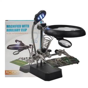 magnifier 25 x 5X 3rd piece aid Clip LED lighting hand welding stand magnifying glass Lens Repair with bracket clip