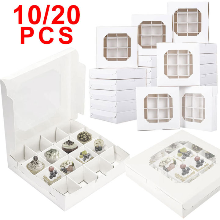 10/20/50Pcs, 16 Grids Cake Box w/Window, Paper Bakery Box, Cajas ...
