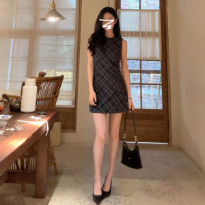Y6Y | Đầm Dây Định Hình Eo Vintage Check