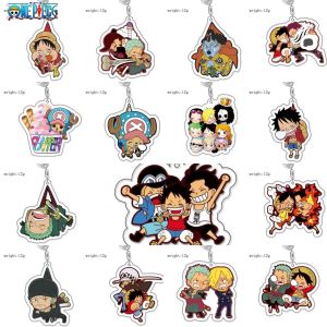 Bandai | One Piece Anime Cartoon 2D Acrylic Keychain Monkey D Luffy Solon Hanger Pendant Gift Keychains for Fans Student Girls Boys Gifts