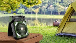 10000mAh Solar Fan Outdoor with LED Lantern 4 in 1 Solar Fan Camping Strong Wind Camping Sloar Fan
