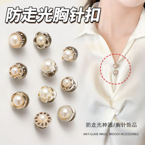 Womens Fashionable Neck Cover Pin Button No Sewing Anti Exposure Fixed Clothes Chest Flower Clip on Trendy Accessory