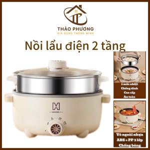 Nồi Lẩu Điện Mini 2 Tầng MANDELI Kèm Xửng Hấp Inox  28cm 4L Chống Dính Công Suất 1000W