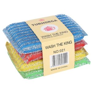 Set 4 Miếng Cọ Rửa Chén Bát Cọ Xoong Nồi miếng rửa chén kim tuyến đa năng siêu sạch cao cấp-HAUSE