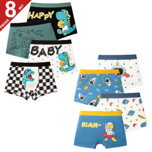 4/8 Pieces Cotton Boys Boxer Shorts Breathable Kids Boxer Briefs Soft Children Underwear Cartoon Pattern Toddler Knickers 2-14T