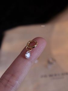 Pure Silver Gold Plated Pear Shaped Drop Earring Single Piece Sleepwear Non-removable Bone Pin Fresh out Fashion Jewelry
