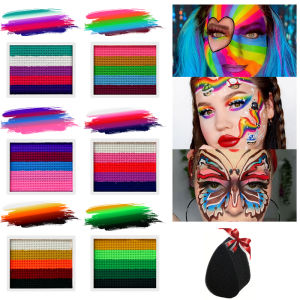 Sơn Mặt Và Body 8g Neon Split Cake Với Bông Mút Màu Dạ Quang Huỳnh Quang Gốc Nước Dùng Cho Nghệ Thuật Body Art