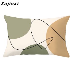 Nordic Style Green Rectangle Pillowcase 40*60 Sofa Cushion Cover Simple Plant Leaf Pattern Home Decorative Pillow Cover