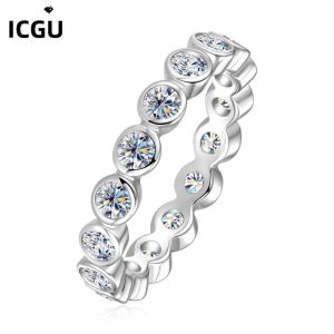 Nhẫn Moissanite 3mm Toàn Phần Màu D VVS1 Kiểu Viền Bạc 925 Dành Cho Nữ Và Nam Kèm Chứng Nhận