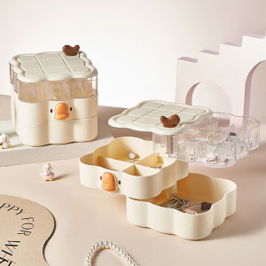 Jewellery Organizer BoxJewelry Storage with 3-LayerRotating Jewelry Organizers for Rings Earrings Necklaces