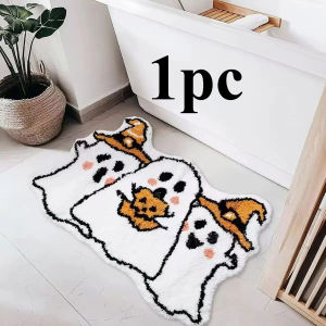1pc VIKAMA Halloween Spooky Decorative Carpet Dirt-Resistant Door Mat Bathroom Balcony Non-Slip Absorbency Foot Mat