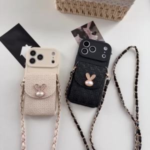 Cute Crossbody Wallet Card Slots Phone Case for IPhone Air 17 16 15 14 13 12 11 Pro Max 7 8 Plus XR Lanyard Leather Strap Cover
