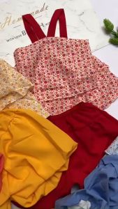 Đồ bộ bé gái size từ 15kg 16kg vải lụa mềm áo 2 dây quần bí bonho2