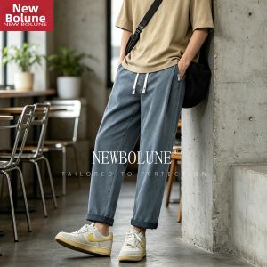 NEW BOLUNE | Tencel Fabric Mens Pants Loose Tapered Style