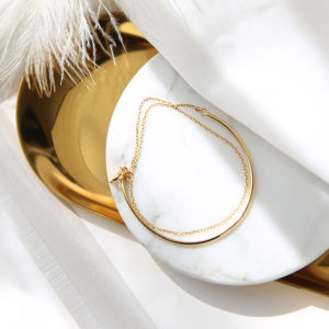 Non-Fading Ins Style Double Layered Gold Color Bracelet for Women Friend Jewelry Fashionable Simple Design Titanium Steel