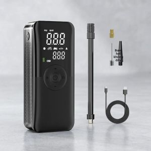 Máy Bơm Hơi Kỹ Thuật Số Sạc Lại Được Máy Bơm Lốp Di Động Cho Ô Tô Xe Máy Xe Đạp & Bóng Thể Thao - Máy Nén Không Dây Có Màn Hình LCD