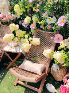 Balcony Small Table and Chair Reading and Drinking Tea Casual Rattan Chair Yunqi Foldable Sofa Recliner Garden Courtyard Outdoor Desk-Chair