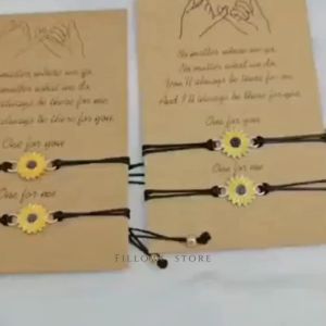 2 Pcs Gelang Tali Persahabatan Aksen Bunga Matahari Perhiasan Fashion Korean Cantik Elegan Sederhana Kekinian