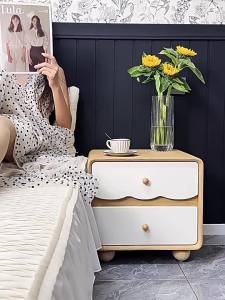 ZHUSHANXIA | Small Solid Wood Bedside Cabinet with Storage