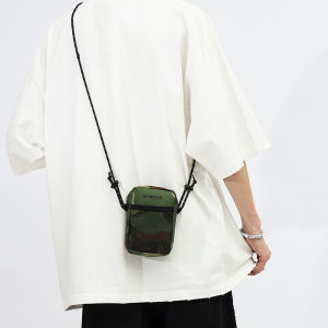 Mini Crossbody Bag for Men Street Trendy Style Single Root Shoulder Bag Soft Oxford Spinning Material Summer Handbag for Cell Phones