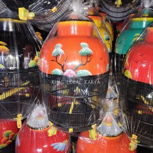 OBRAL SANGKAR/BURUNG PERKUTUT MINIMALIS KAYU MURAH BERKUALITAS - BARONG MOTIF LUKIS ESTETIS