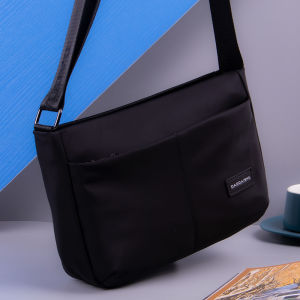 New Mens Casual Canvas Oxford Cloth Large Capacity Slanting Bag Single Shoulder Bag Commuting Backpack Soft Zipper Closure