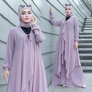 SETELAN OUTER+KULOT PAYUNG+GRATIS MANSET INNER HITAM/CELANA KULOT PAYUNG SERUTY BEBIDOLL ARMANY