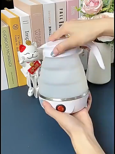 Teko Listrik Pemanas Air Kettle Portable Silikon Camping Kapasitas 600ml Tahan Panas Anti Pecah