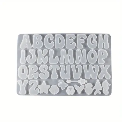 Silicone Resin Casting Molds Set with Alphabet Reverse Letter Shaped for DIY Keychain Epoxy Resin Moulds with Hanging Hole