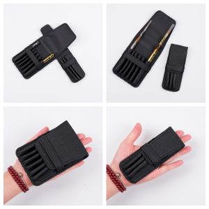 Portable Mini Travel Watercolor Paintbrush Bag Black PU Lychee Pattern Pocket-sized Art Supplies Brush Holder MU & HE ART