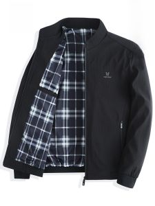 ROMON | Lormen Mens Stand Collar Jacket Casual Business Windproof Spring Autumn New Style Middle-Aged And Elderly Dad Coat Top