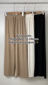 Lindy Knit Pants: Celana Rajut Panjang Murah Berkualitas Highwaist Kulot