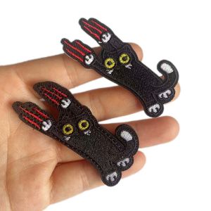 Black Climbing Kitten Fabric Applique Embroidery PatchesCute Cat Tactical Badge Morale Stickers  for ArmbandChestBackpack