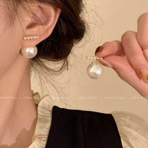 Elegant Pearl Womens Earrings S925 Silver Needle Luxury Spring Hoops Geometric Pattern Fresh out Korean Style Fashion Jewelry