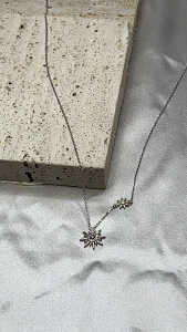 MILLENNE Match The Stars Sun Is A Star Studded Cubic Zirconia White Gold Necklace with 925 Sterling Silver (MLP-01)