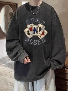 Áo Thun Cotton Dài Tay Thường Ngày Cho Nam Mùa Xuân Thu Phong Cách Mỹ Rộng Rãi Đa Năng Áo Thun Cổ Tròn in Chữ