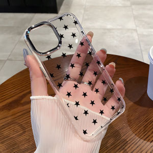Black Star Transparent TPU Phone Case For Samsung A56 5G A57 5GA37 A55 A16 A07 4G A73  5G A15 A06 4G A05 Cover Funda Shockproof