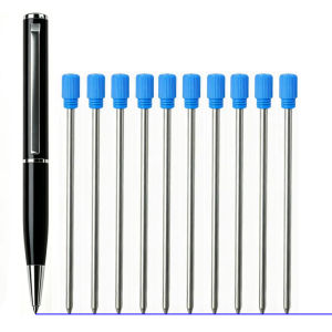 Compact Retractable Twist Ballpoint Pen Mini Pocket-Sized Metal Ballpen with Black Blue Replaceable Refills 0.7mm Travel Use