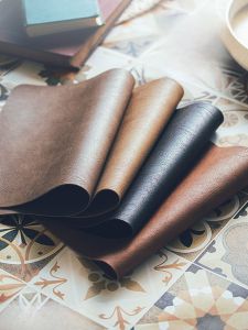 Leather Double-Sided Brown Restaurant Table Mats Oil-Resistant Waterproof Dirty-Resistant Vintage Western Dining Table Pads