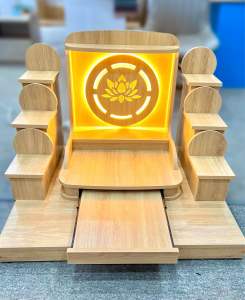 BÀN THỜ THẦN TÀI - THỔ ĐỊA HOA SEN CÓ VIỀN ĐÈN LED