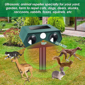 Outdoor solar powered rodent repellent ultrasonic high-power insect repellent outdoor garden and yard animal repellent