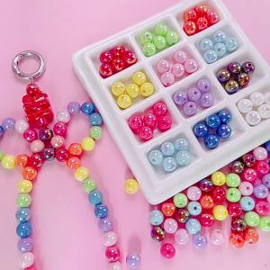 8mm 400/200pcs Frosted Acrylic Beads in Black White with AB Coating - Versatile Mix for DIY Jewelry Making Supplies