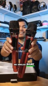 mic wireless SHURE 302 Advance mic Karaoke tanpa kabel UHF Mikrofon Genggam LED Double Digital Mikrofon Nirkabel kualitas baik murah microphone wireless