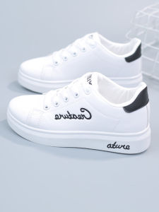 รองเท้าผ้าใบกีฬาสำหรับเด็กและนักเรียนมัธยมต้นและมัธยมปลาย รองเท้าผ้าใบสีขาวสำหรับผู้หญิง รองเท้าวิ่งแบบนิ่ม รองเท้าแบบสวม รองเท้าหนัง กันลื่น รองเท้าส้นแบน