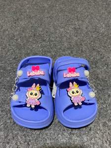 Sandal Balita Dua Strap Labubu Tali Belakang Sendal Anak Perempuan Labubu Rantai Trendy