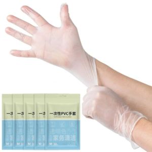 Clear Vinyl Disposable Gloves TPE Latex Powder Free Gloves Food Grade Household Cleaning Gloves for Food Prep Kitchen Gardening