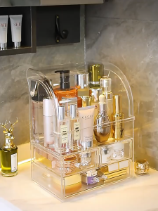 ⚡SG STOCK⚡Large Acrylic Makeup Organizer Dustproof Multi-Tier Storage Clear Cosmetic Shelf Desktop Shelf Drawer Storage Organizer