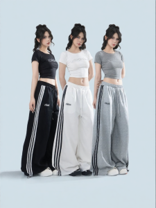 American Street Hip-Hop Style 3-Stripes Tracksuit Pants