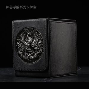 Metal Relief Leather Card Box for Magic the Gathering Pokemon Yu-Gi-Oh Card Storage Organizer Game Night Essential